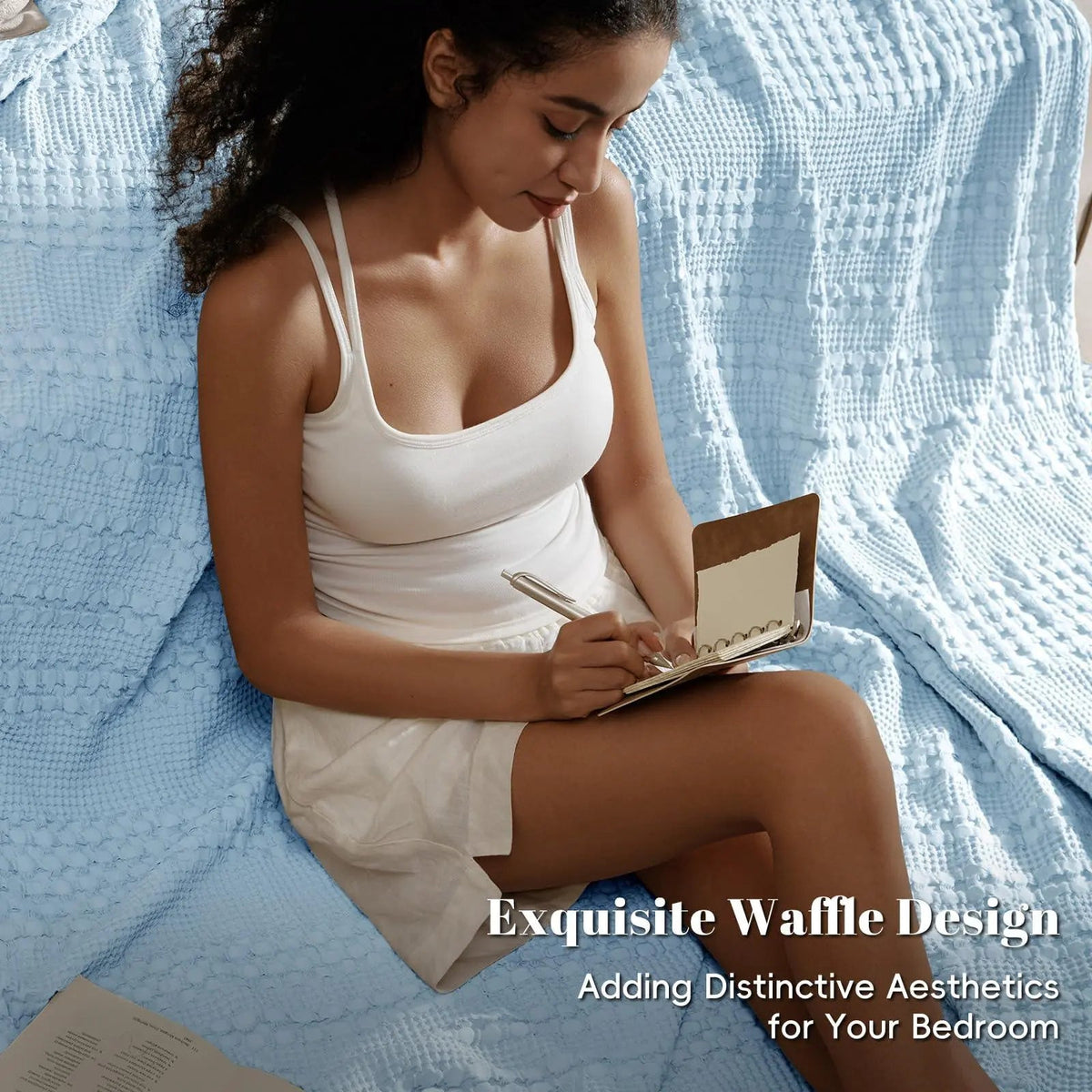 Cotton waffle blanket breathable weave
