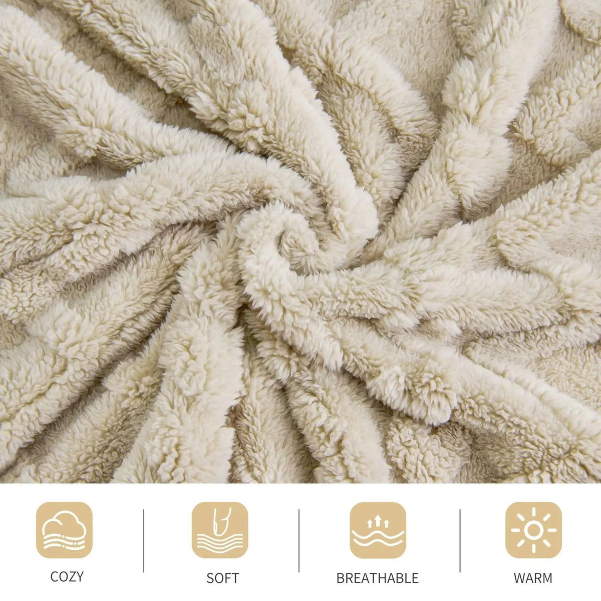 Lamb fleece blanket on a bed