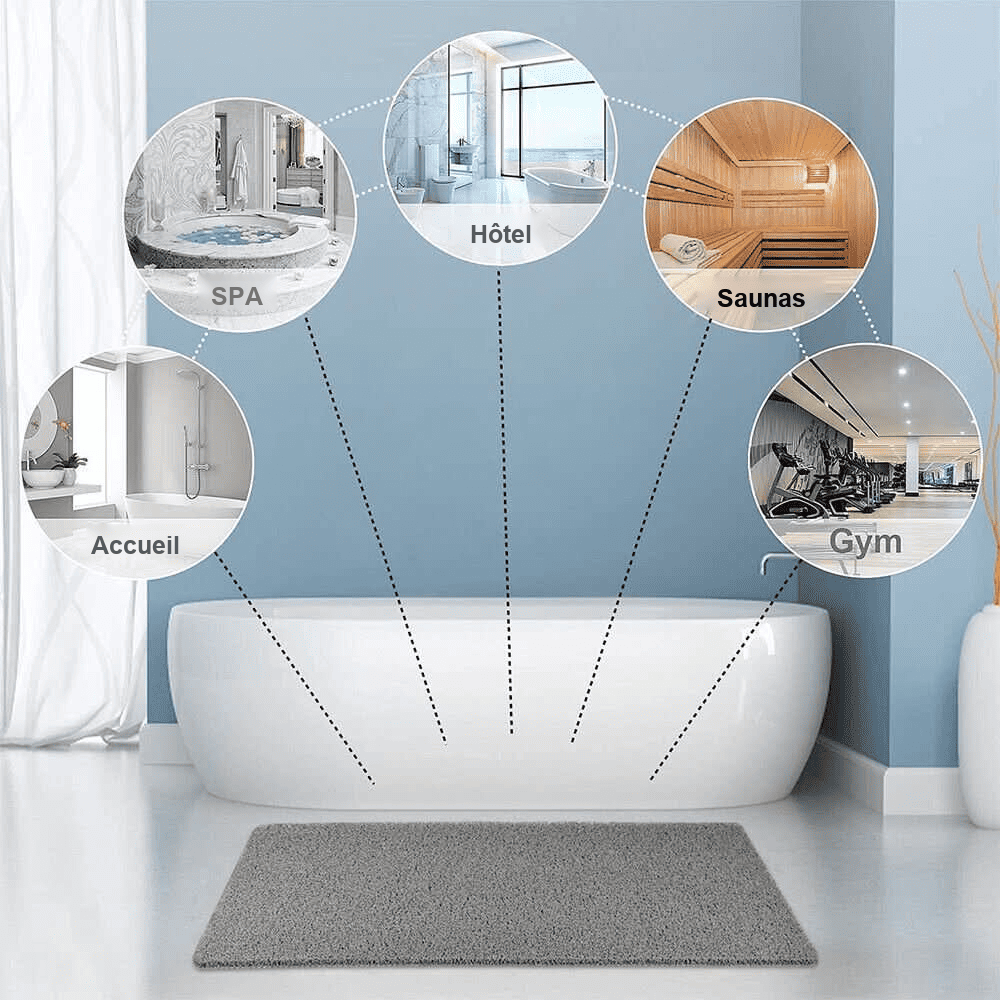 Shower mat being cut to size