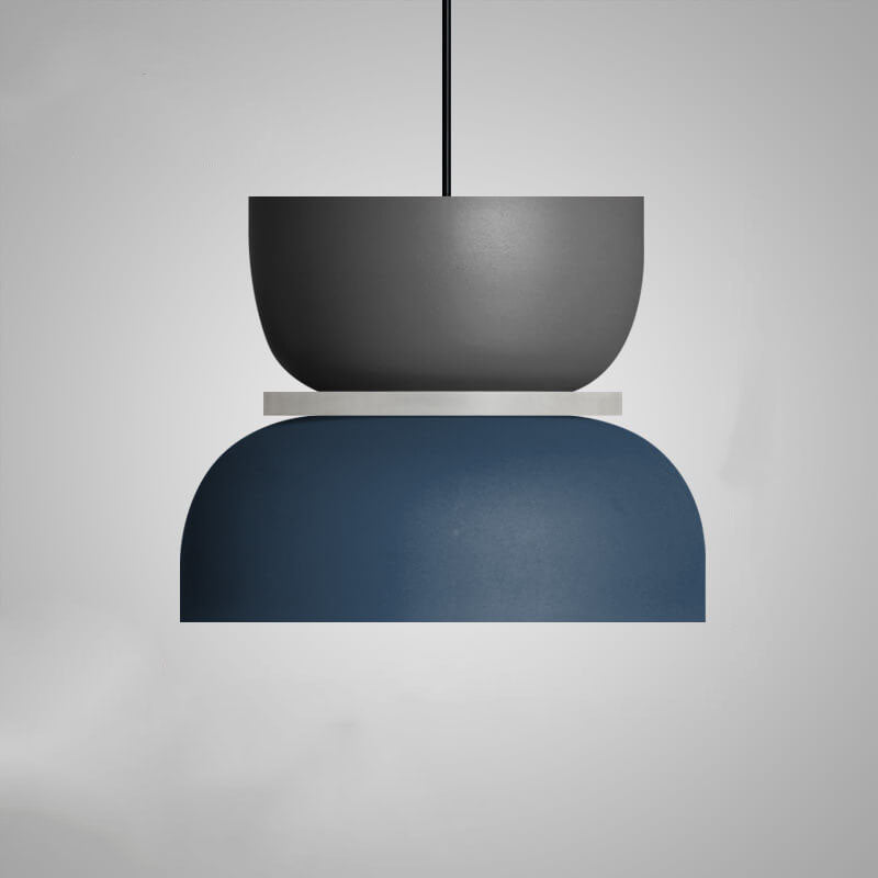 Medium macaron pendant in grey and blue