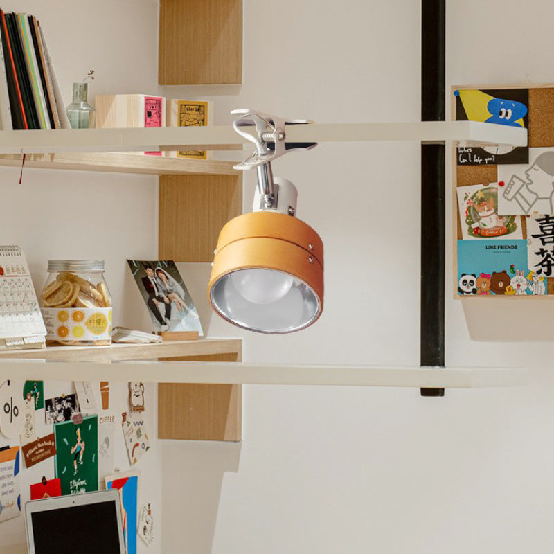 Natural wood Japanese clip-on table lamp