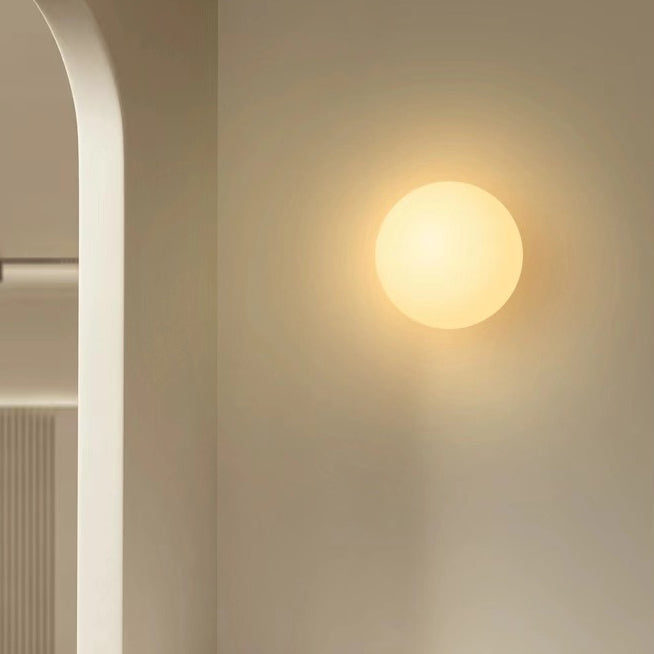 Large white glass orb wall light