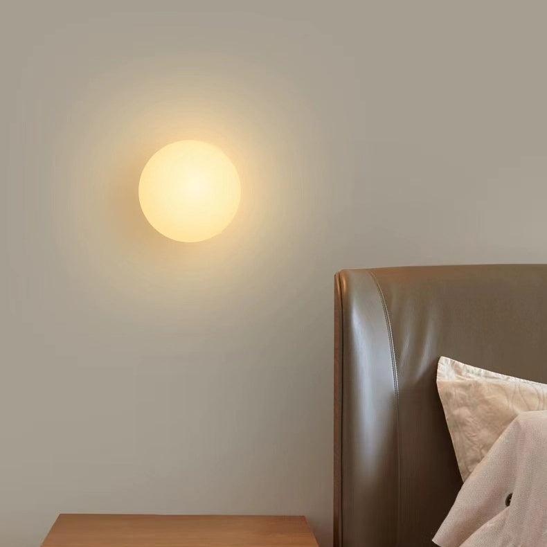 Medium white glass orb wall light