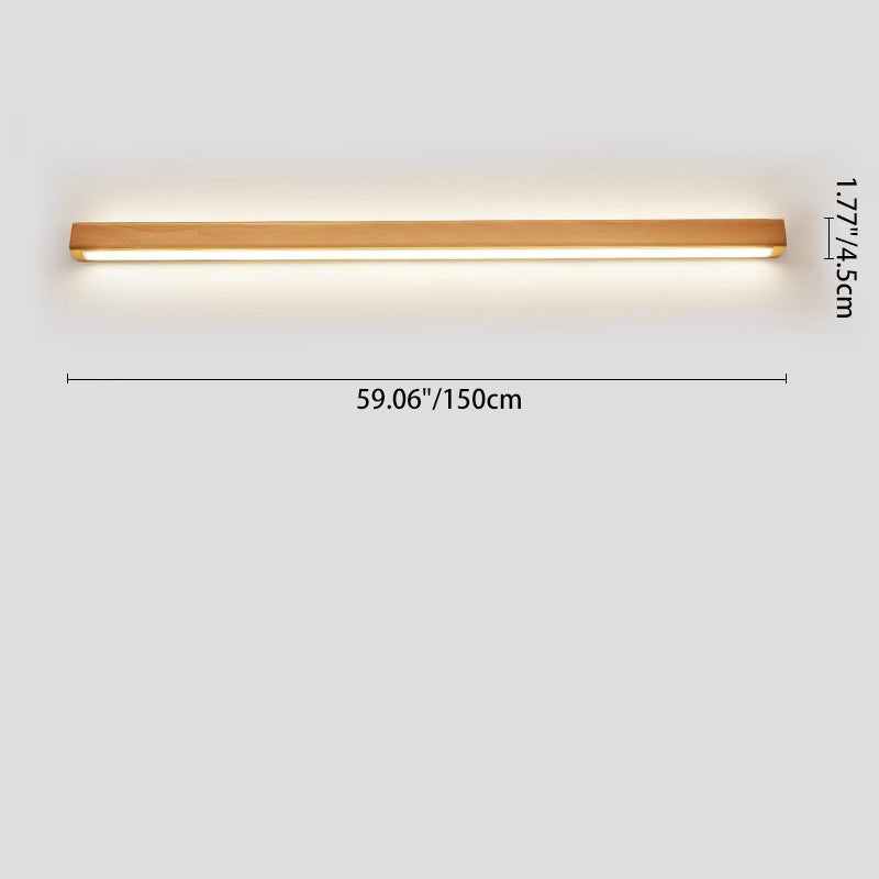 Wood strip wall light in hallway