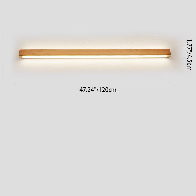 Wood strip LED wall light detail
