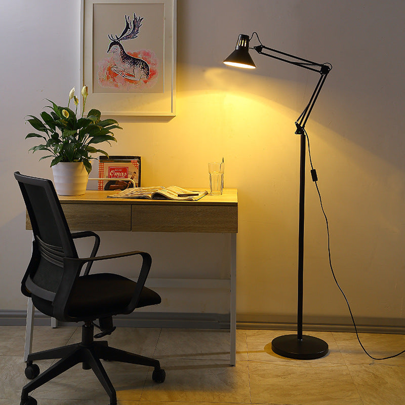 Black Scandinavian swivel round floor lamp