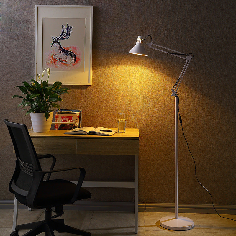 White Scandinavian swivel round floor lamp