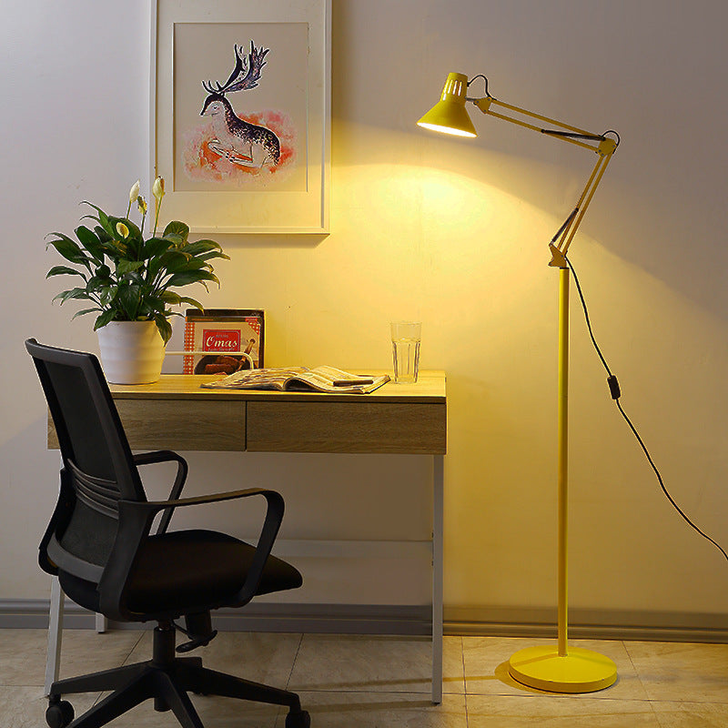 Yellow Scandinavian swivel round floor lamp