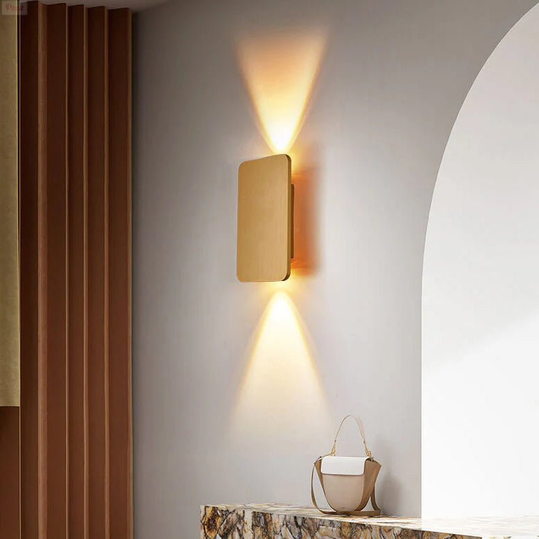 Gold flat panel wall light, small