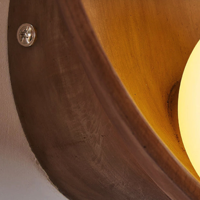 Round resin wall light detail