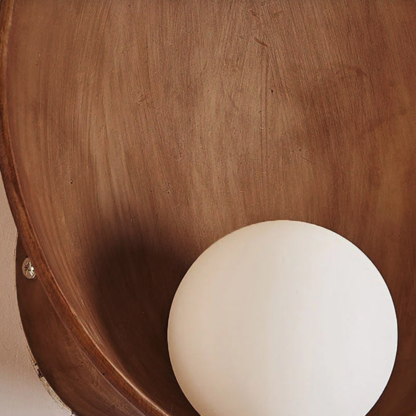 Round resin wall light detail