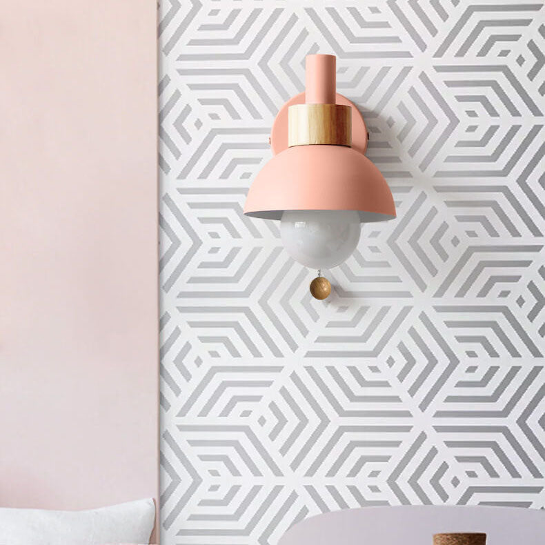 Macaron globe wall light in berry pink