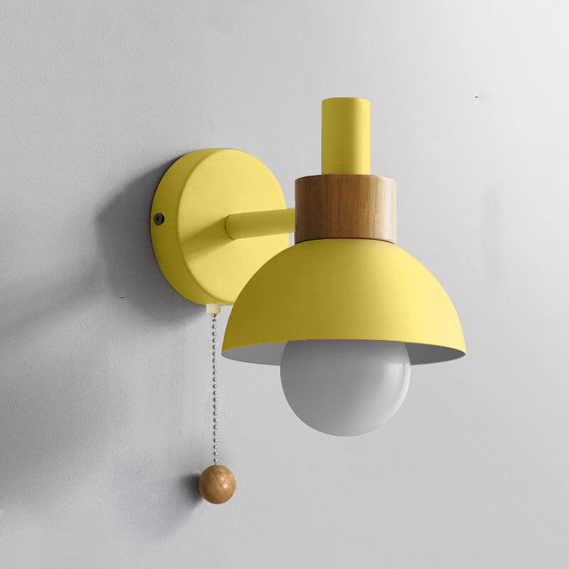 Macaron globe wall light in lemon yellow, detail