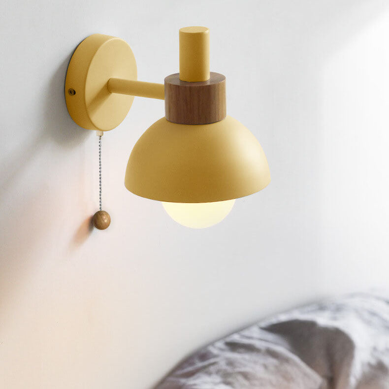Macaron globe wall light in wheat yellow, detail