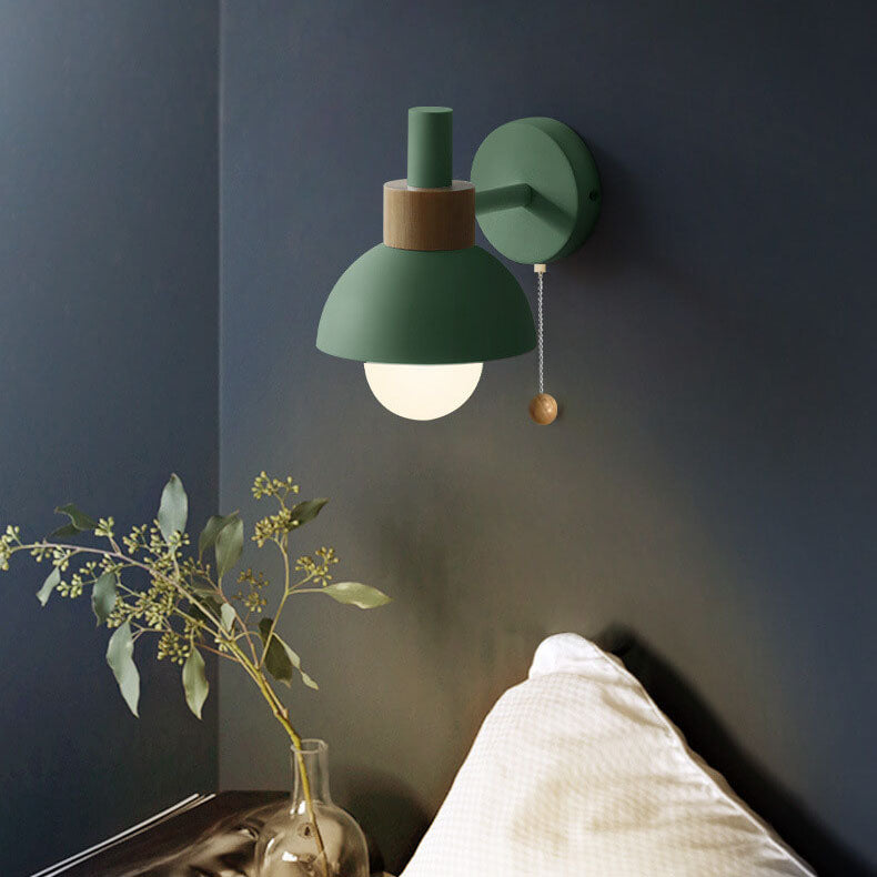Macaron globe wall light in mustard green, detail