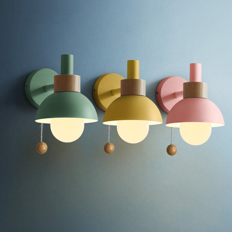 Macaron globe wall light in wheat yellow