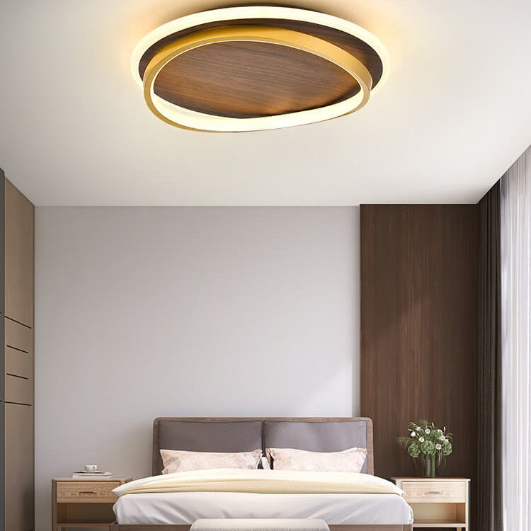 Walnut grain LED flush ceiling light