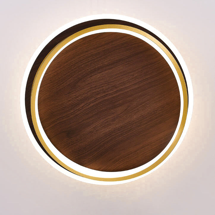 Walnut grain ceiling light gold edge detail