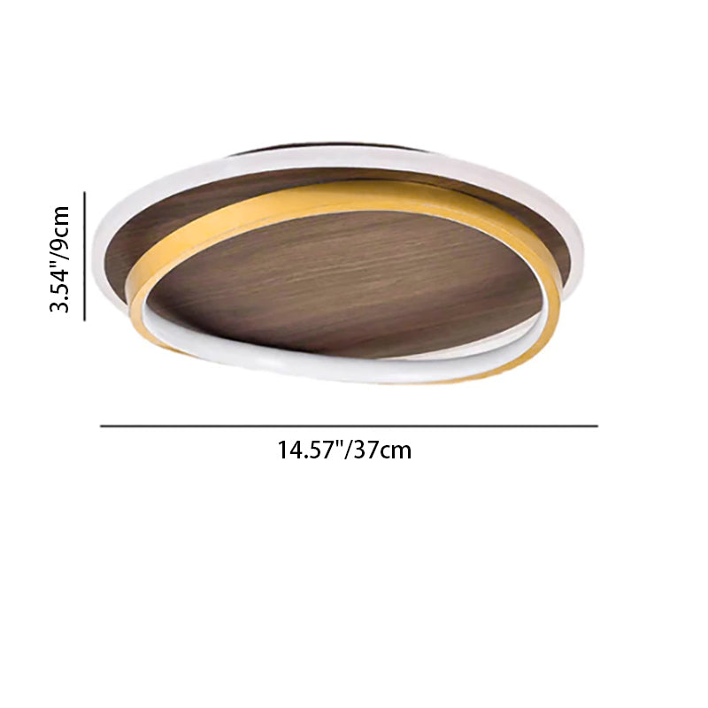 Walnut grain ceiling light in a living room