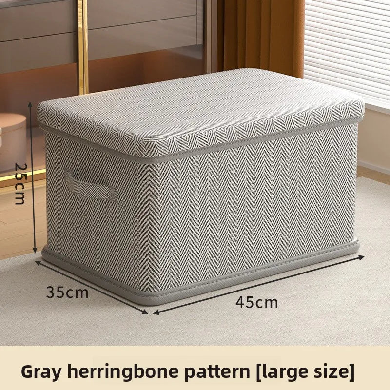 Foldable storage box grey chevron L