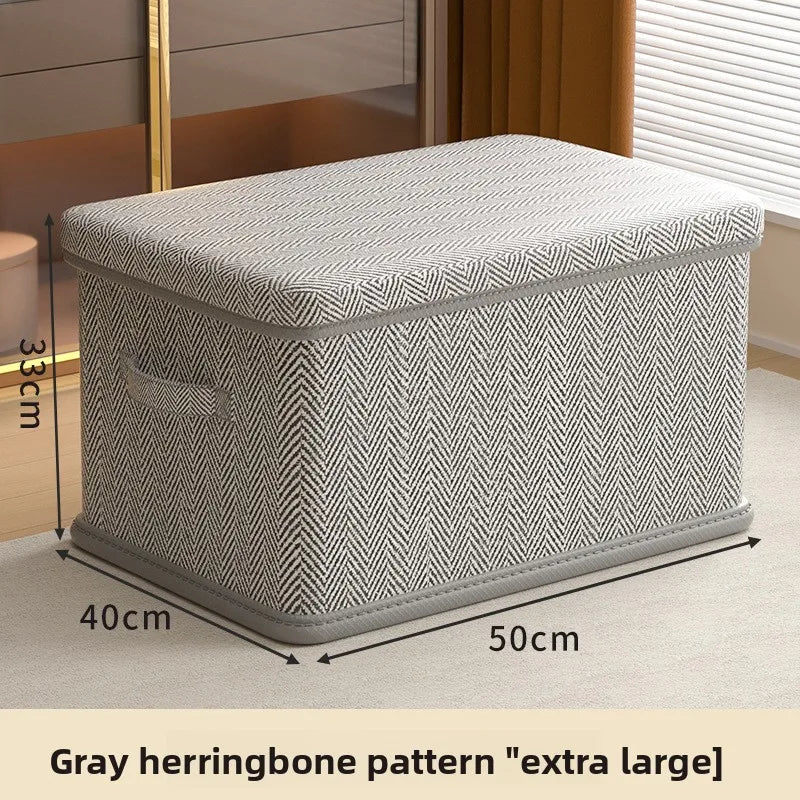 Foldable storage box grey chevron XL