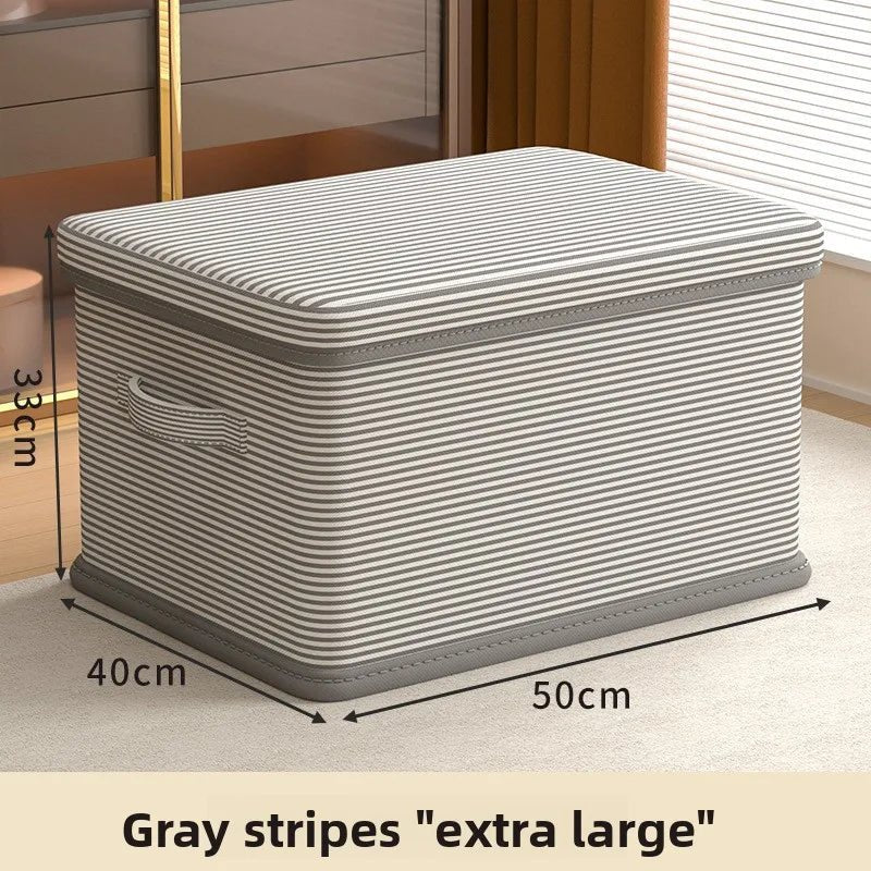 Foldable storage box grey stripes XL