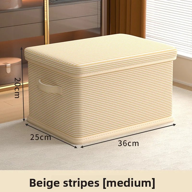 Foldable storage box beige stripes M