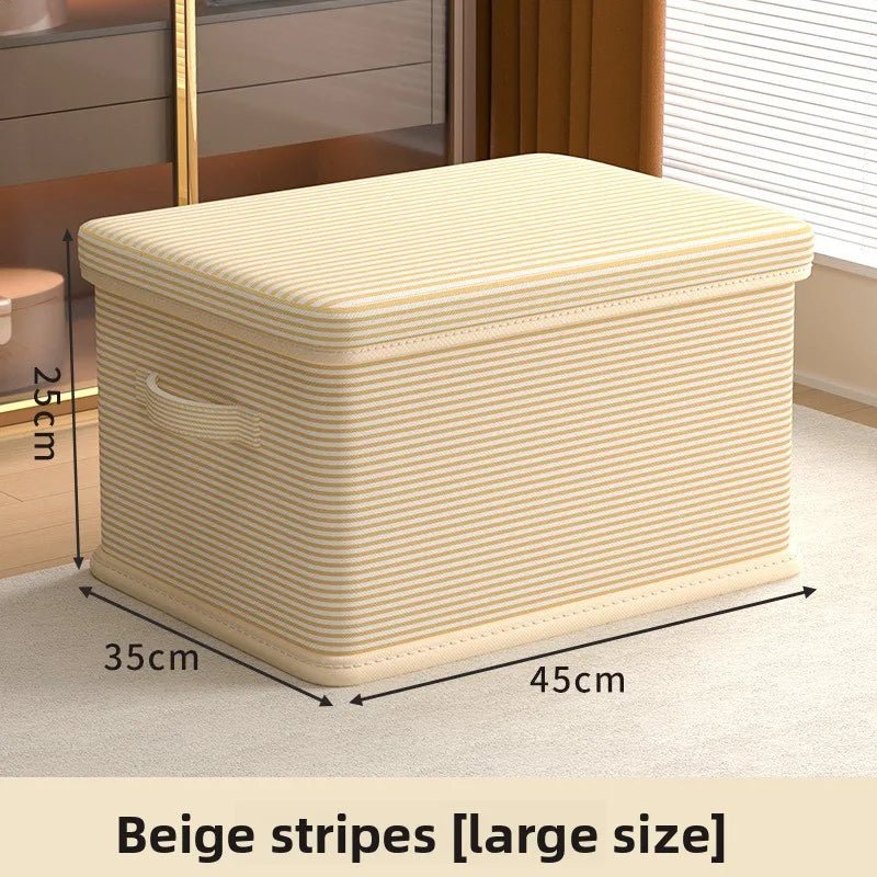 Foldable storage box beige stripes L