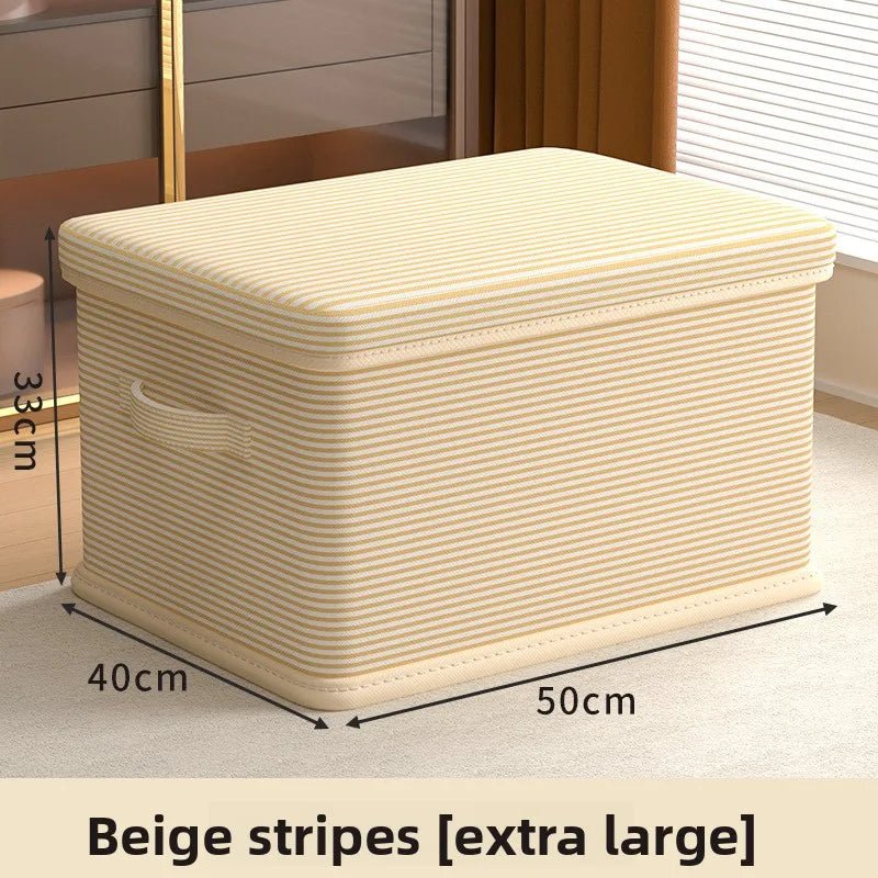 Foldable storage box beige stripes XL