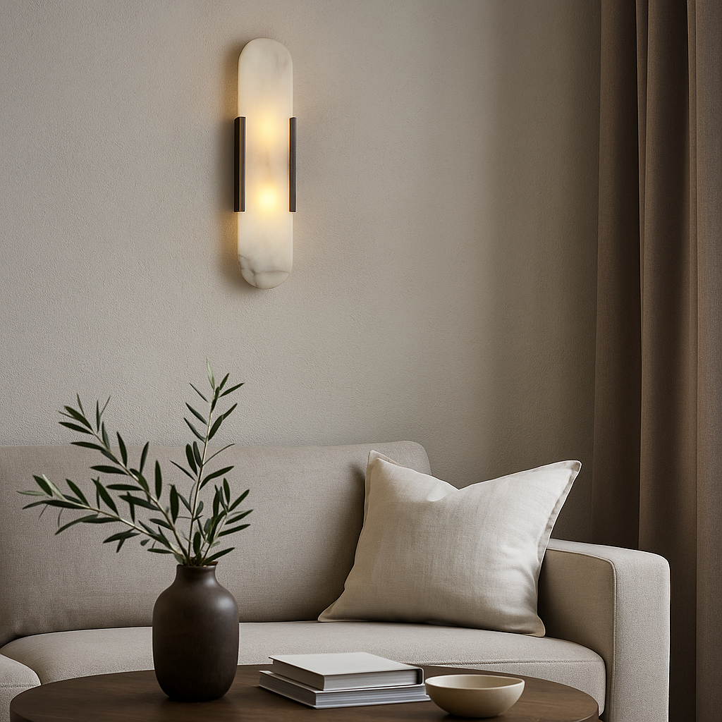 Marble wall light in a living room