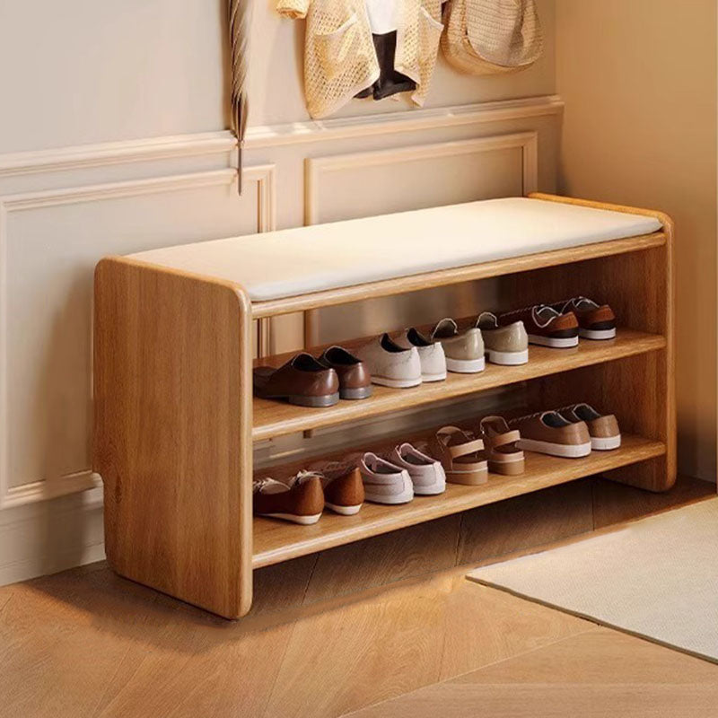 80 cm shoe bench, natural wood