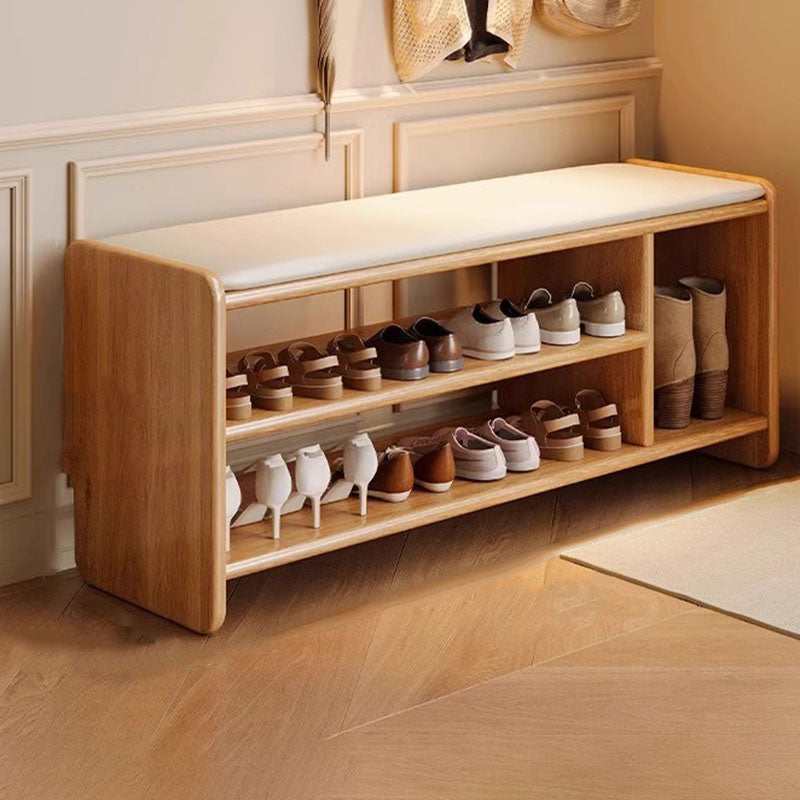 120 cm shoe bench, natural wood