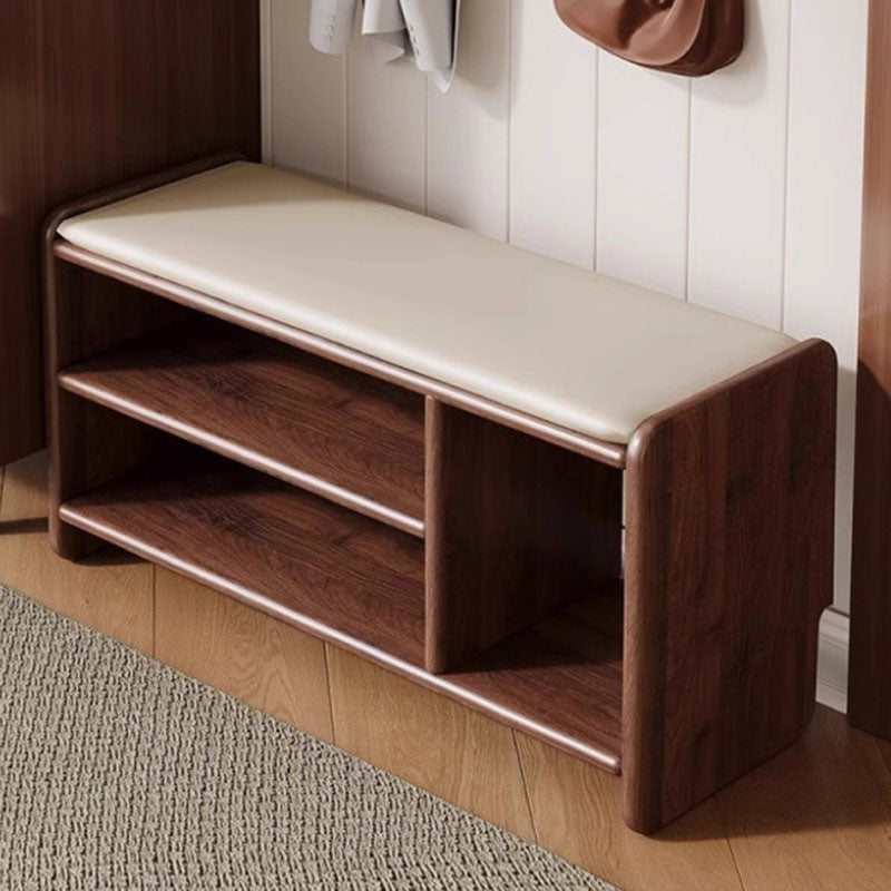 Shoe bench leather seat close-up