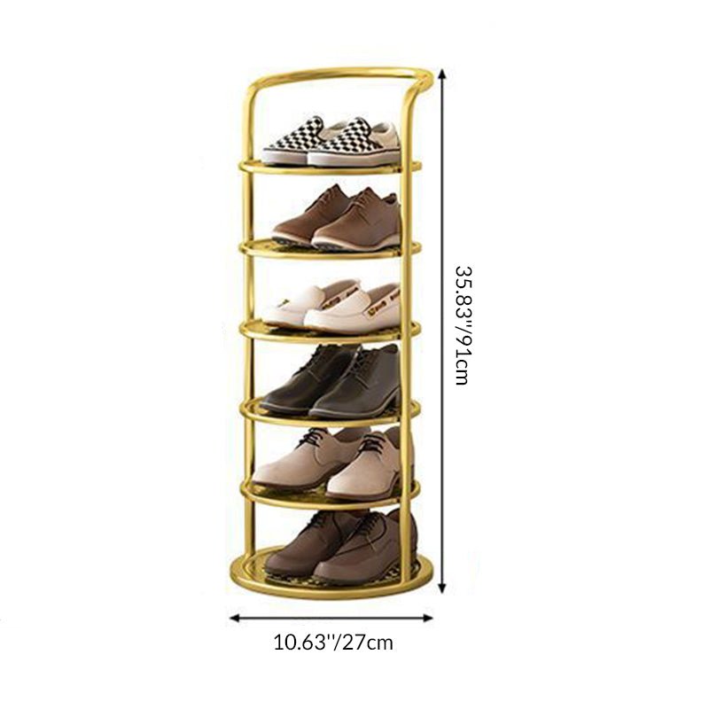 Vertical shoe rack in an entryway