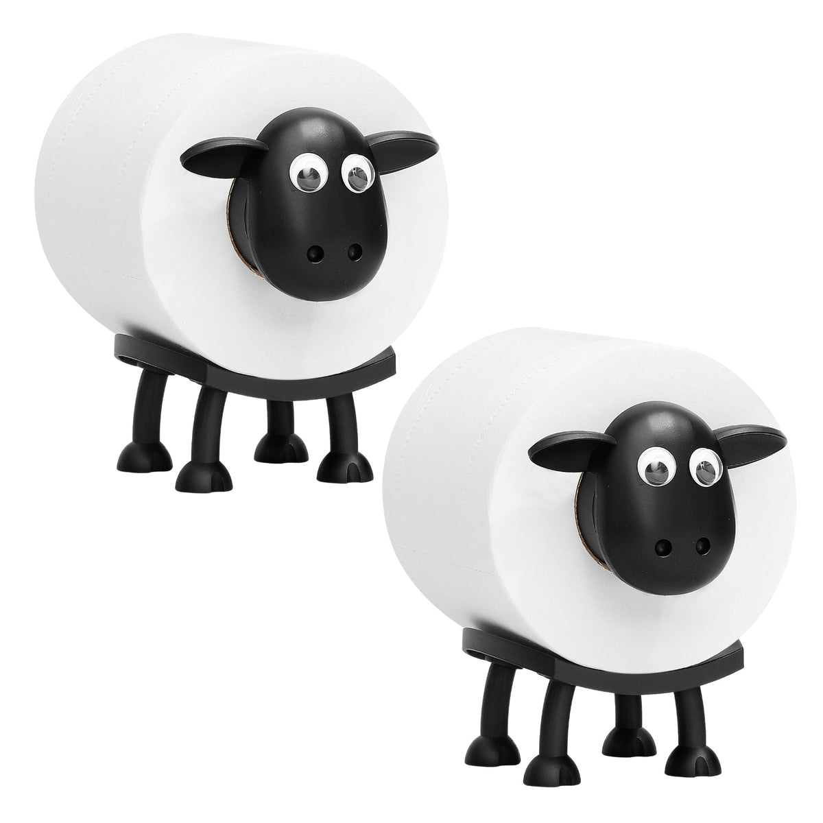 Sheep roll holder styled on a bathroom floor