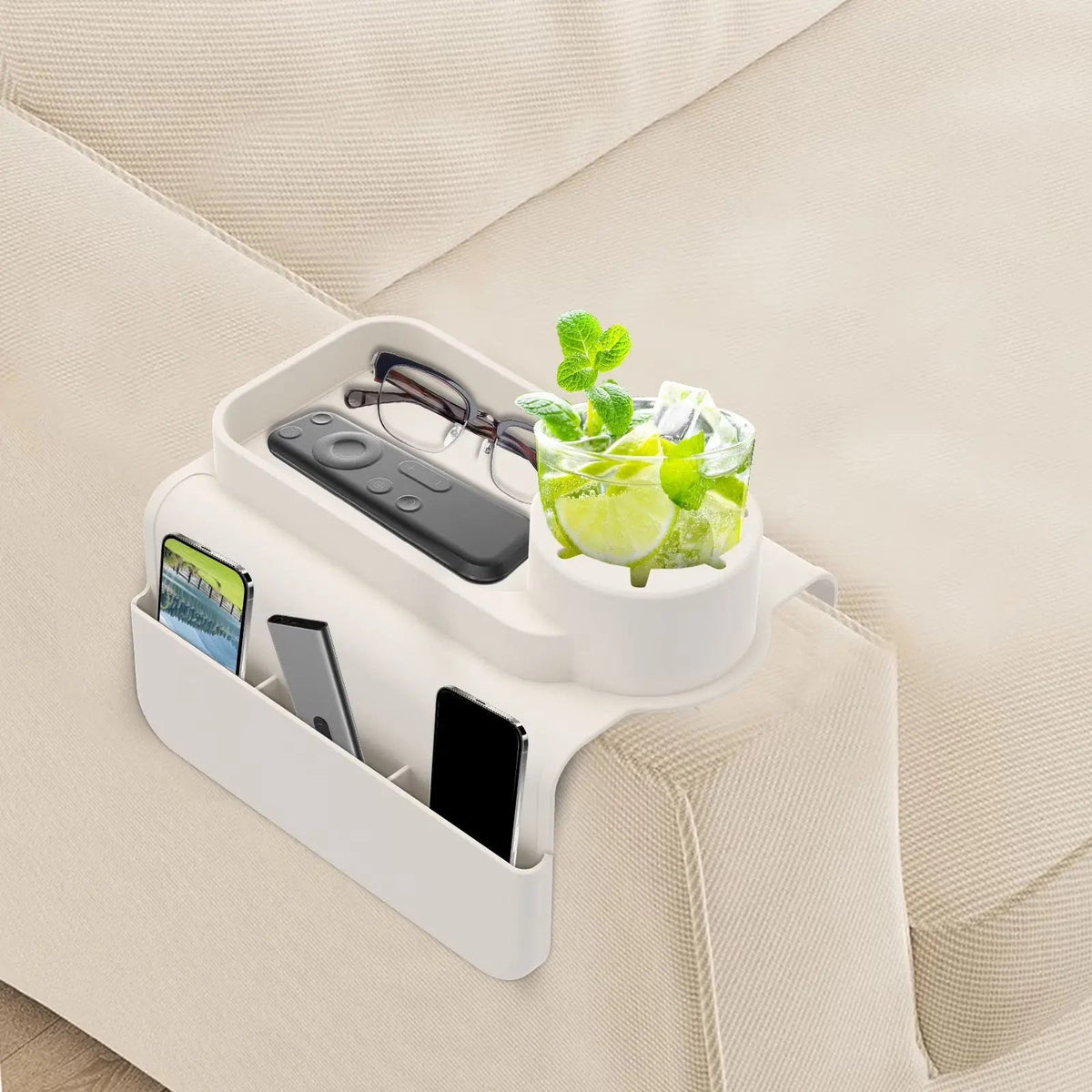 Silicone sofa armrest tray with cup holder