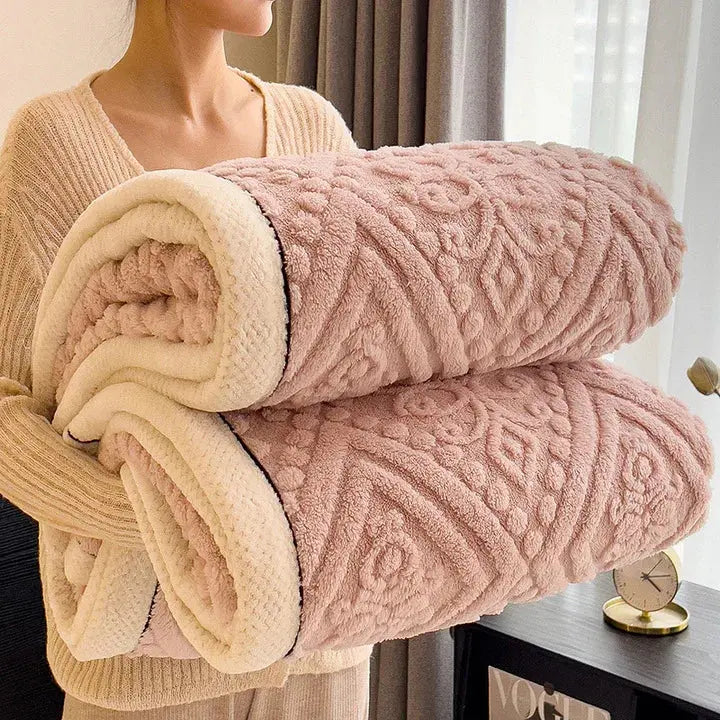 Pink double-sided breathable blanket