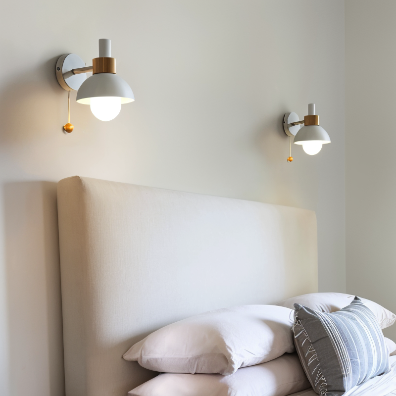 Pastel wall lamp in a bedroom