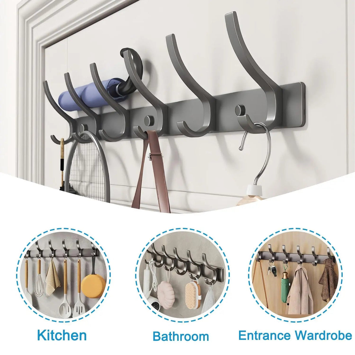 Over-door rack with towels in a bathroom