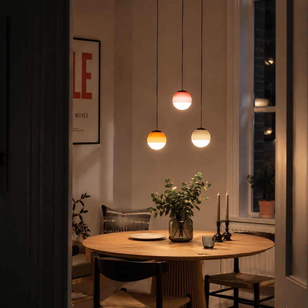Ombré pendant light in an interior