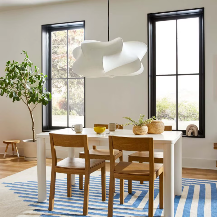 Silk pendant light in a minimalist interior