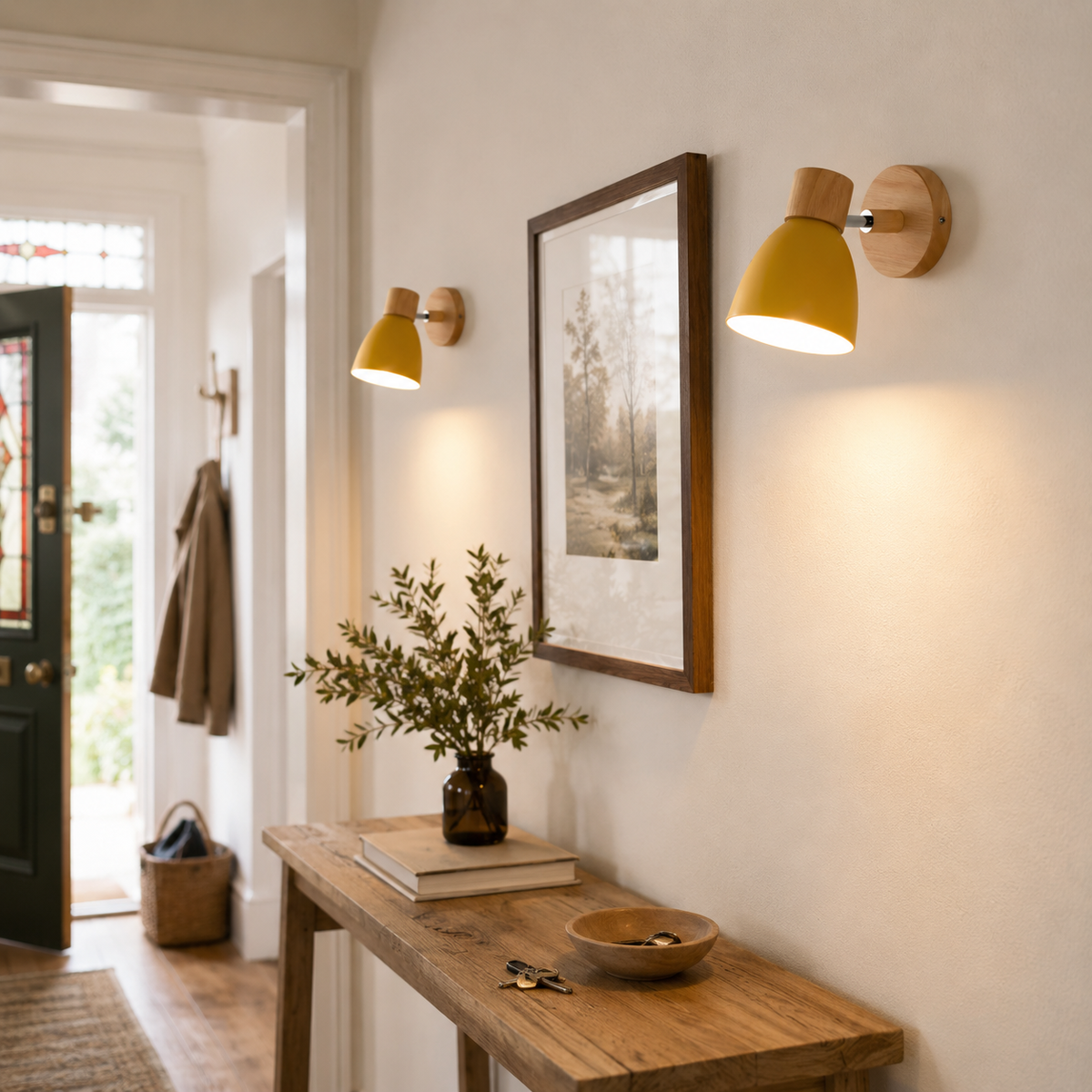 Reading wall light mounted beside a bed