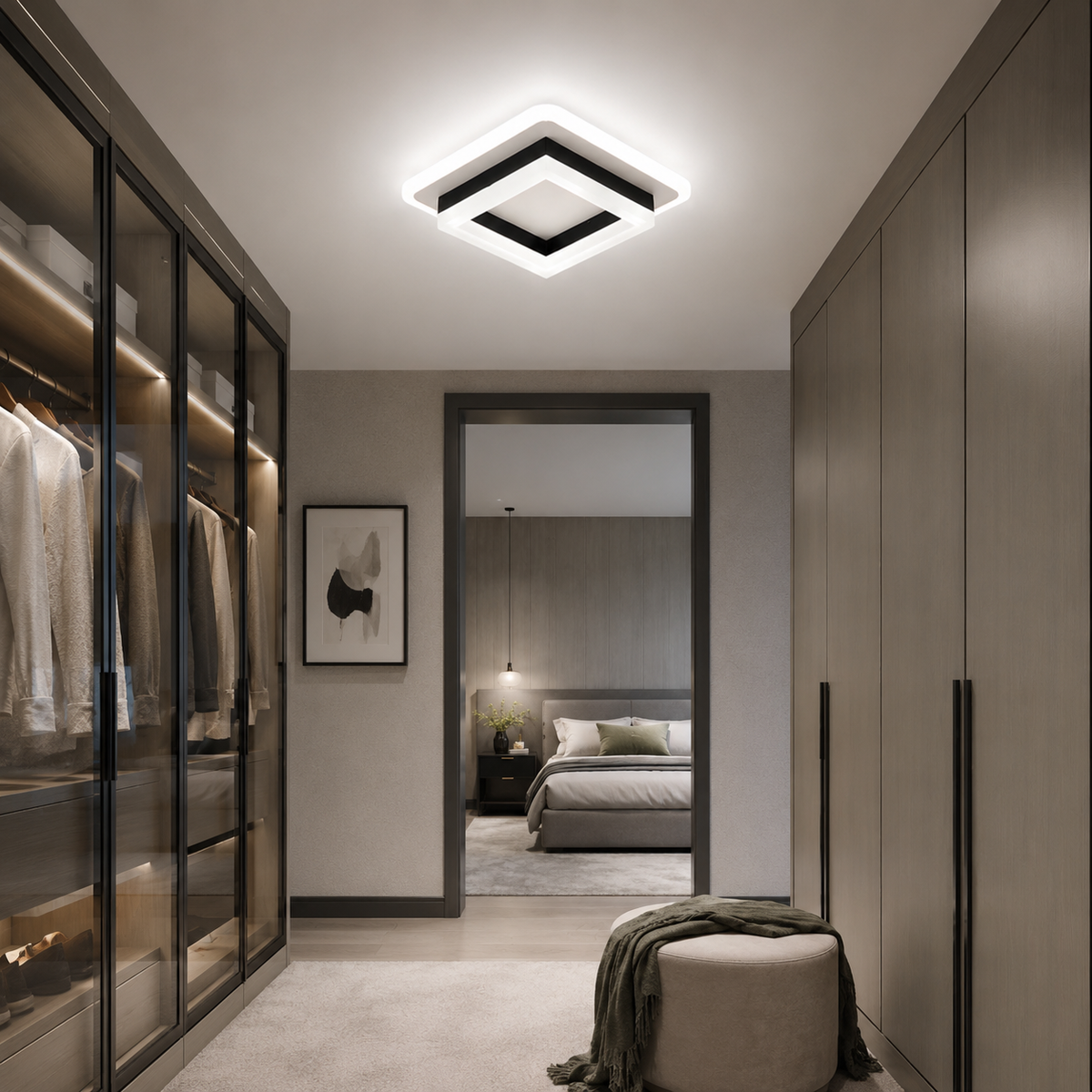 Square LED ceiling light detail
