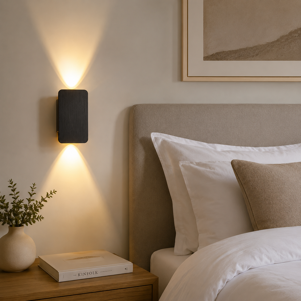 Rectangular LED wall light close-up