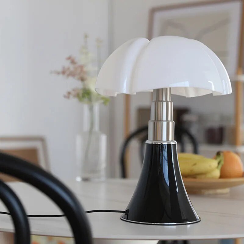Flower table lamp lit up