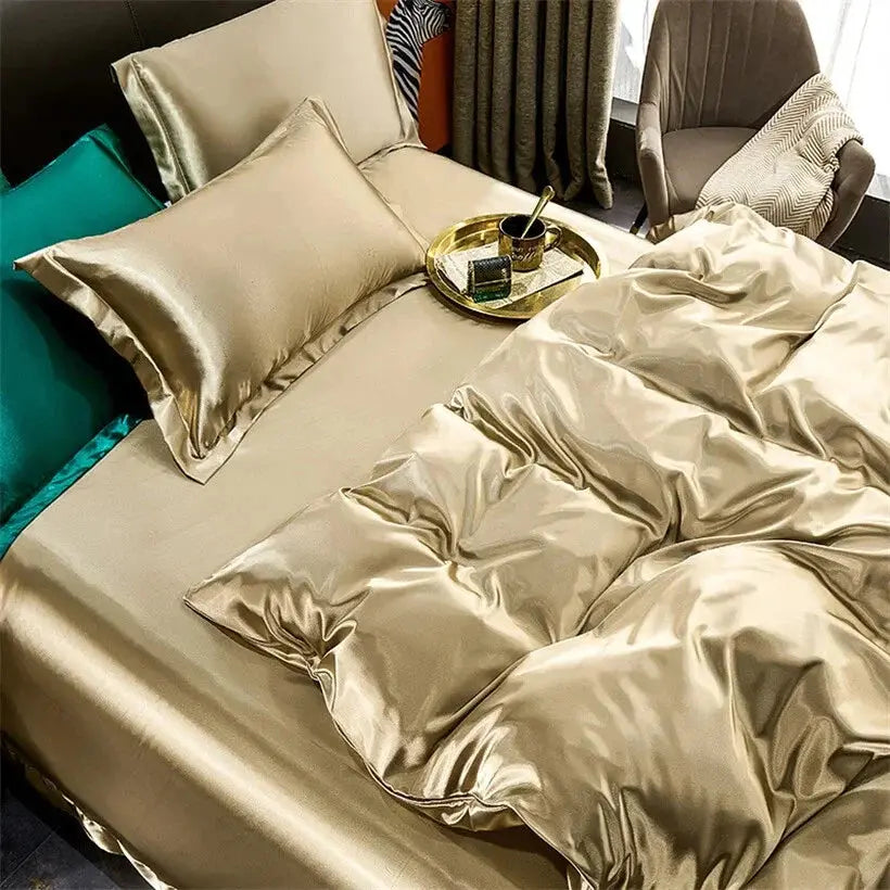 Silk duvet cover, sheet and pillowcases