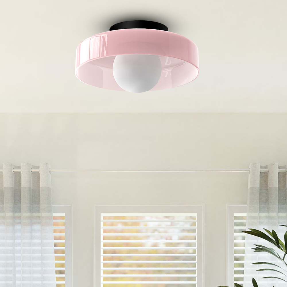 Pink glass flush ceiling light