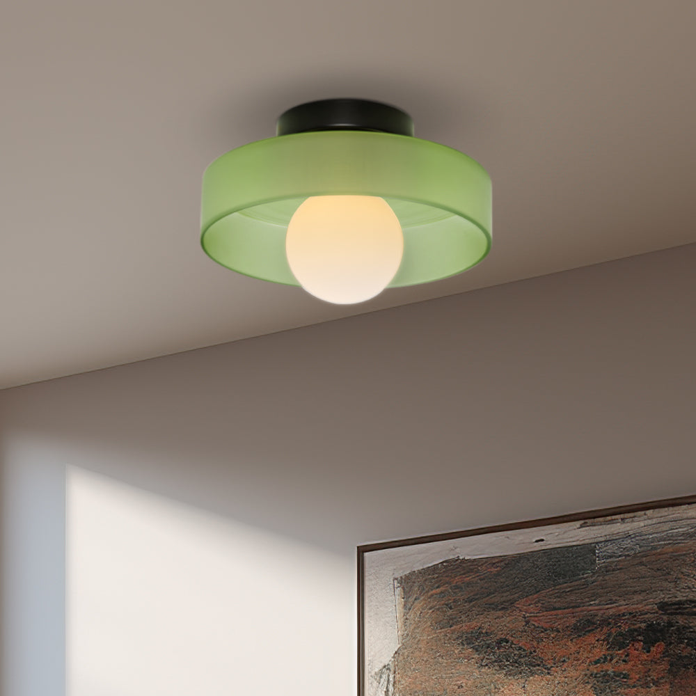Frosted green glass ceiling light 35 cm