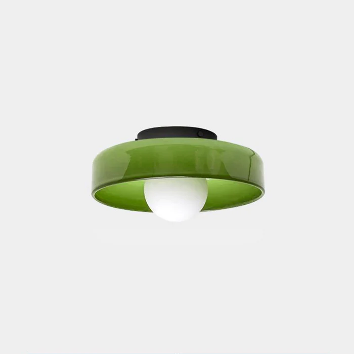 Green glass flush ceiling light
