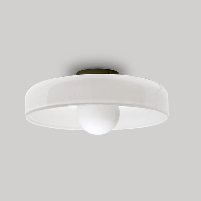 White glass flush ceiling light